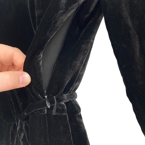 J.Crew Black Velvety Faux Wrap Blouse Sz.4 Long Sleeve Tie Front Party Formal - Picture 7 of 12